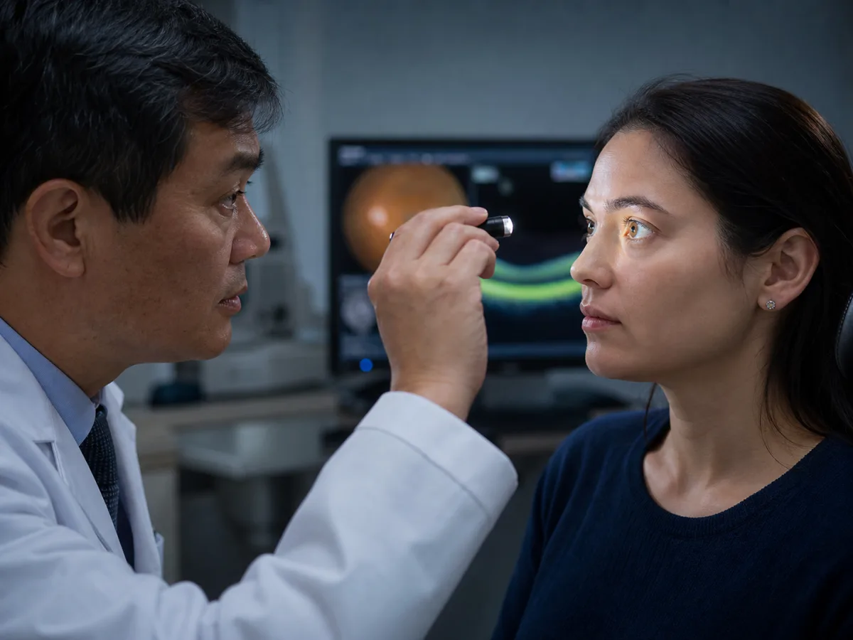 A pupil response examination during a neuro-ophthalmology assessment