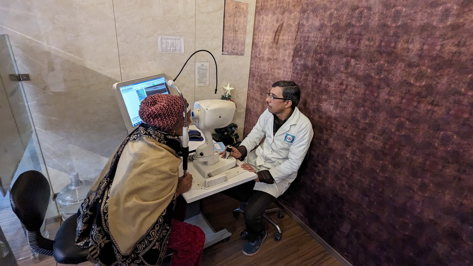 A slit lamp examination in progress at Rana Eye Centre