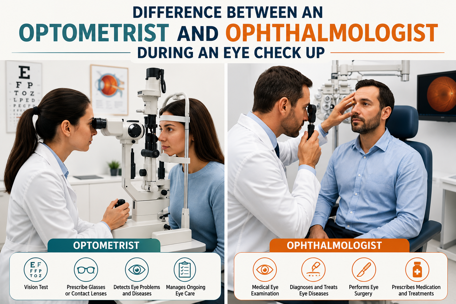 What Is the Difference Between an Optometrist and an Ophthalmologist During an Eye Check Up?